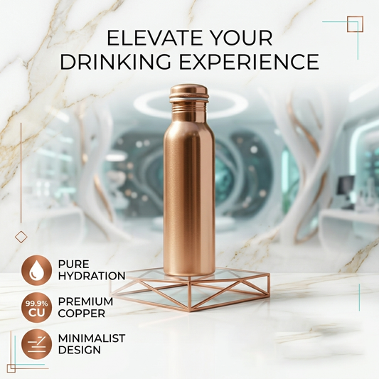 Special Edition Plain Copper Water Bottle  Smooth Matte Finish for Pure Hydration