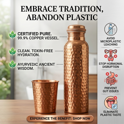 Certified Ayurveda® Pure Copper Water Bottles - V2 Hand-Hammered Edition 74.00