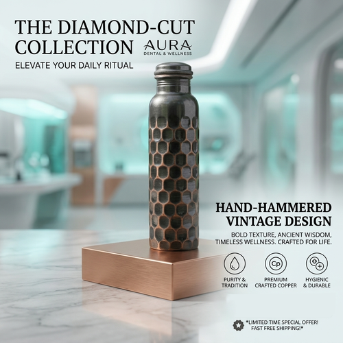 Special Edition Antique Black Diamond-Cut Copper Water Bottle  Vintage Heritage Collection TAMRA EST1956