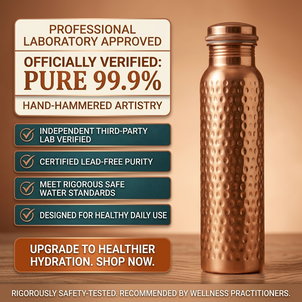 Certified Ayurveda® Pure Copper Water Bottles - V2 Hand-Hammered Edition 74.00
