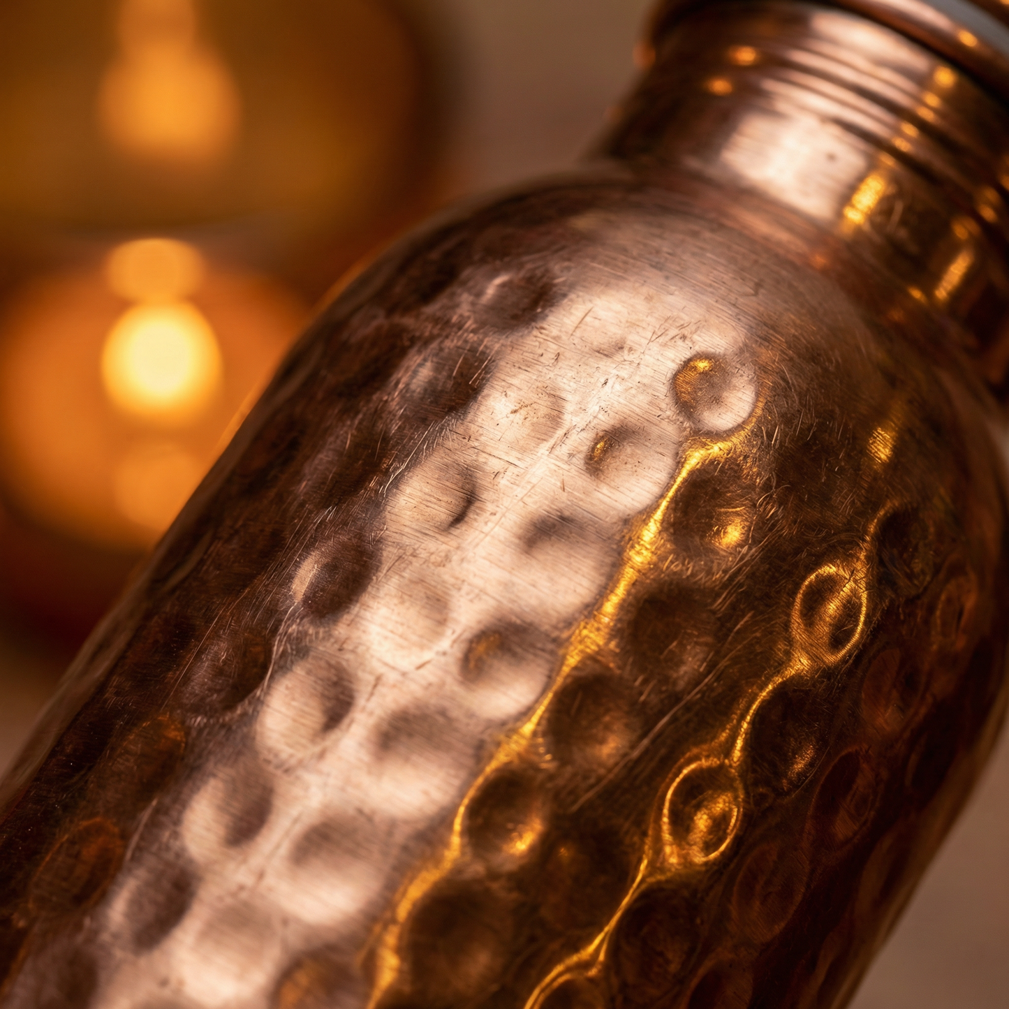The Sleek — Slim Copper Bottle - Hammered copper texture detail